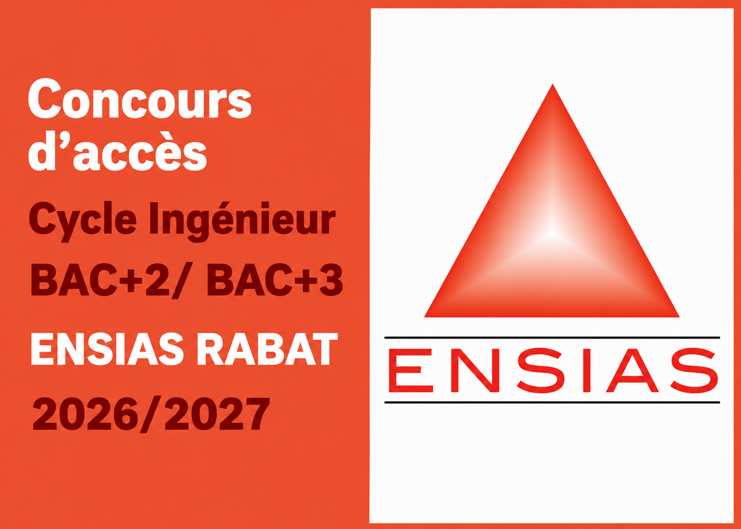 Accès parallèle à l'ENSIAS 2026/2027 : concours BAC+2 et accès Licence